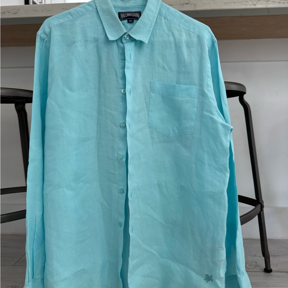 Vilebrequin
Men's Caroubis Solid Linen Sport Shirt